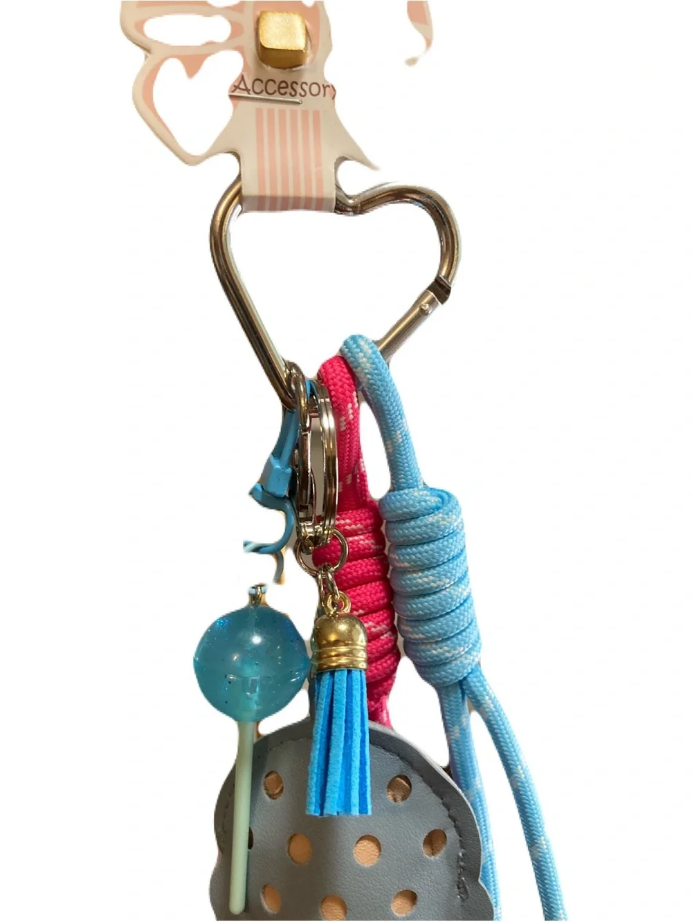 Ice Cream Keychain Bag Charm -Kawaii Faux Leather Paracords Lollipop & Tassel